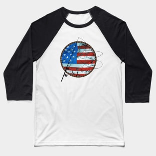 Vintage-Themed American Flag Fishing Tee Baseball T-Shirt